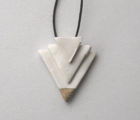 White & Gold Dipped Geometric Necklace