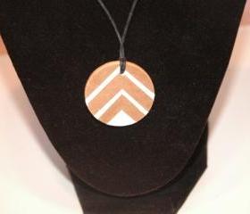 Hand Painted White Chevron Necklace