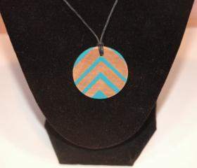 Hand Painted Turquoise Chevron Necklace