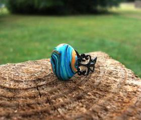 Peackcock Inspired Ring- Adjustable